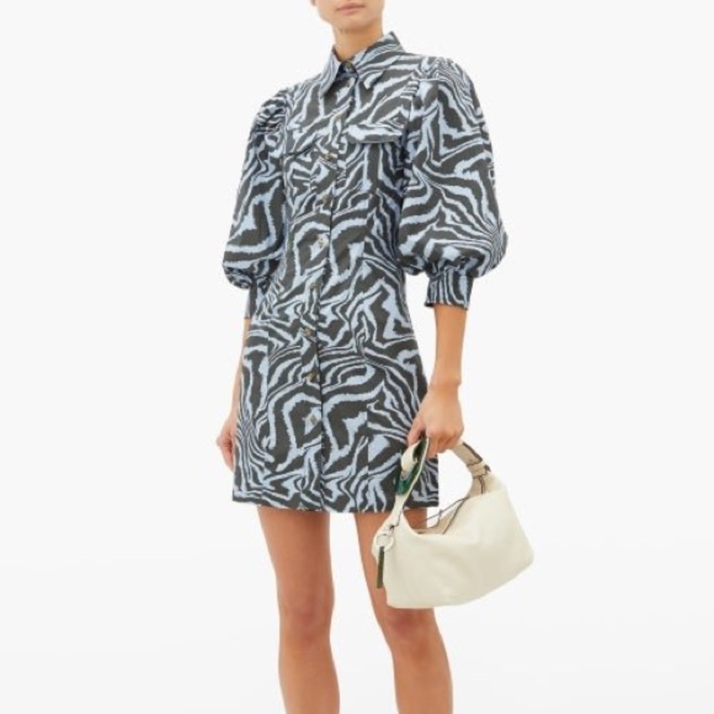 NWT Ganni Puff Sleeve Mini Dress - 38